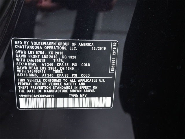 2019 Volkswagen Atlas 3.6L V6 SE