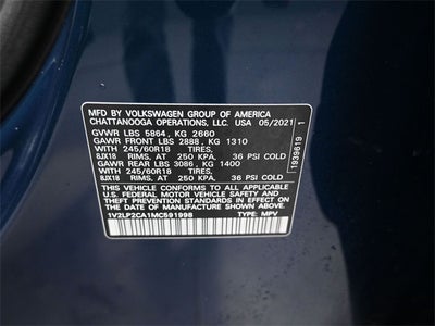 2021 Volkswagen Atlas 2.0T SE Europe Blue