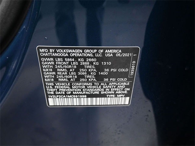 2021 Volkswagen Atlas 2.0T SE Europe Blue