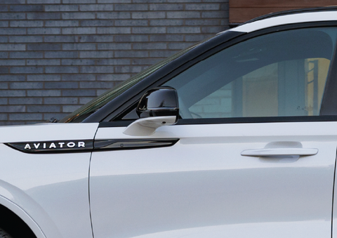The driver’s door of a white 2025 Lincoln Aviator® SUV is showcased. | Doggett Lincoln of Beaumont in Beaumont TX